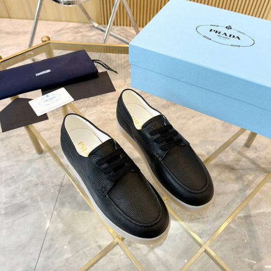 PRA LACE-UP SHOES BLACK CALFSKIN - 35