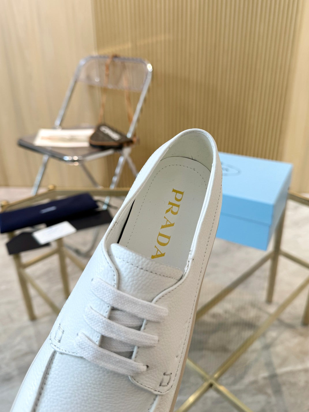 PRA LACE-UP SHOES WHITE CALFSKIN - 35
