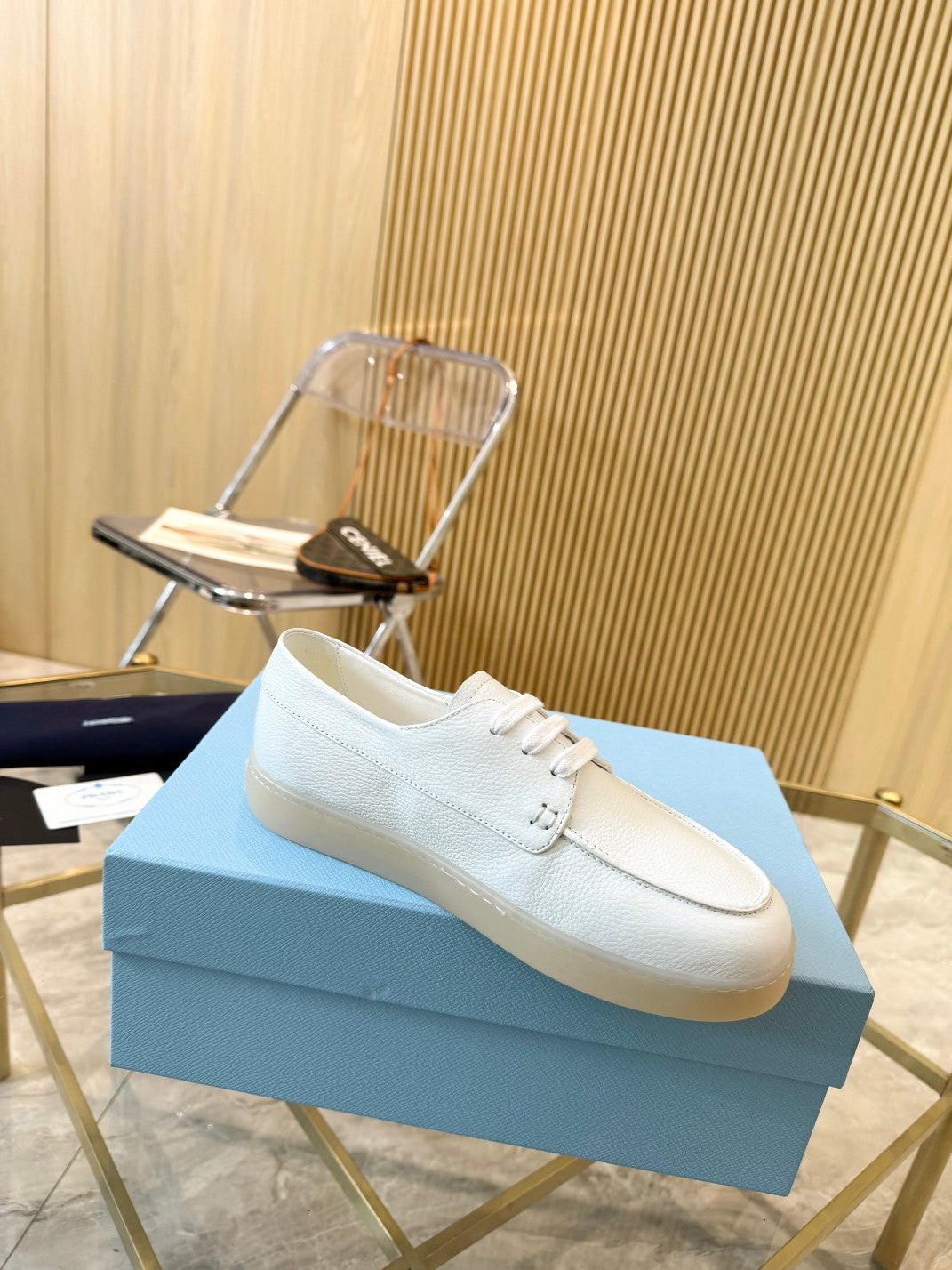 PRA LACE-UP SHOES WHITE CALFSKIN - 35