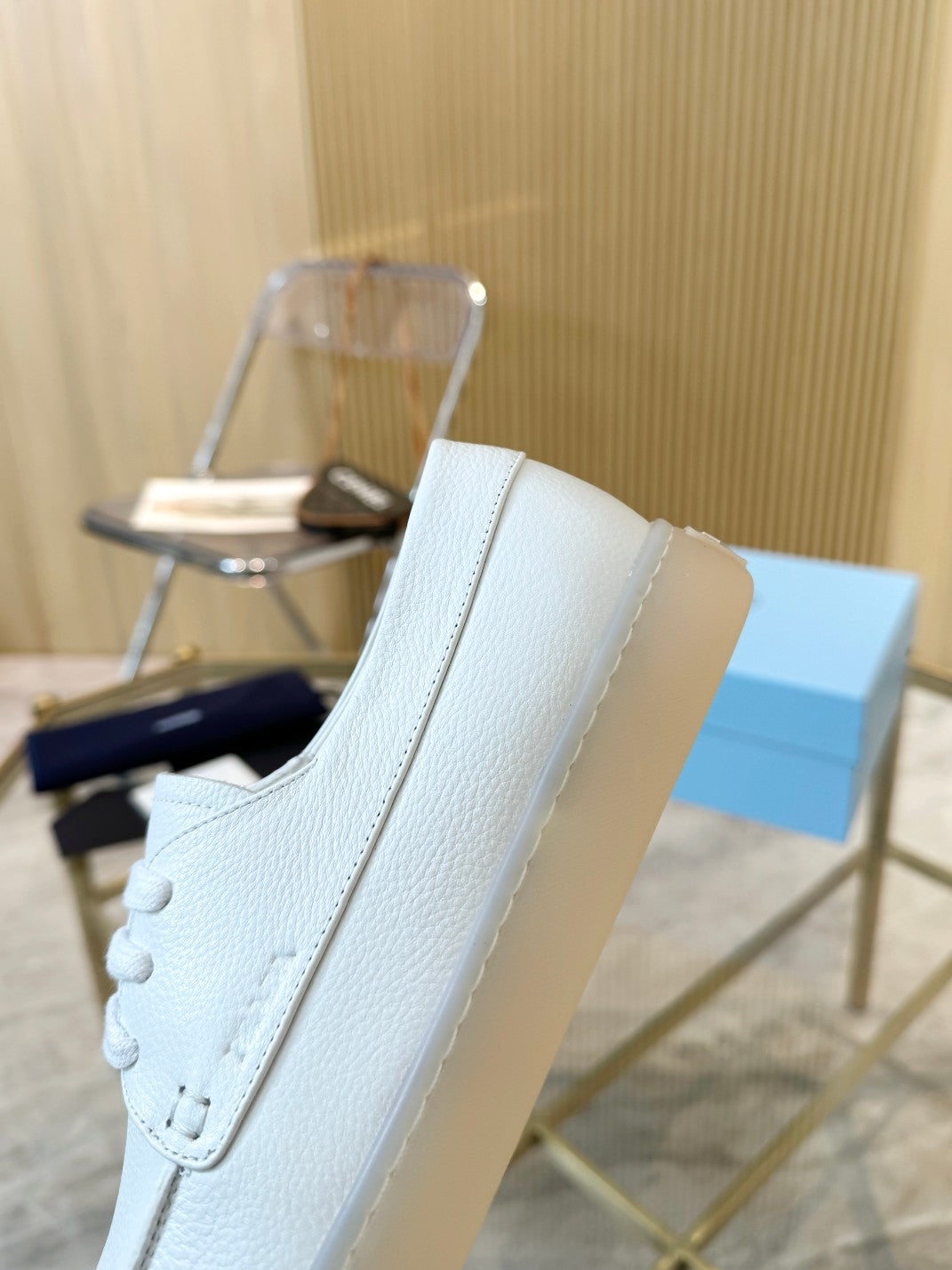 PRA LACE-UP SHOES WHITE CALFSKIN - 35