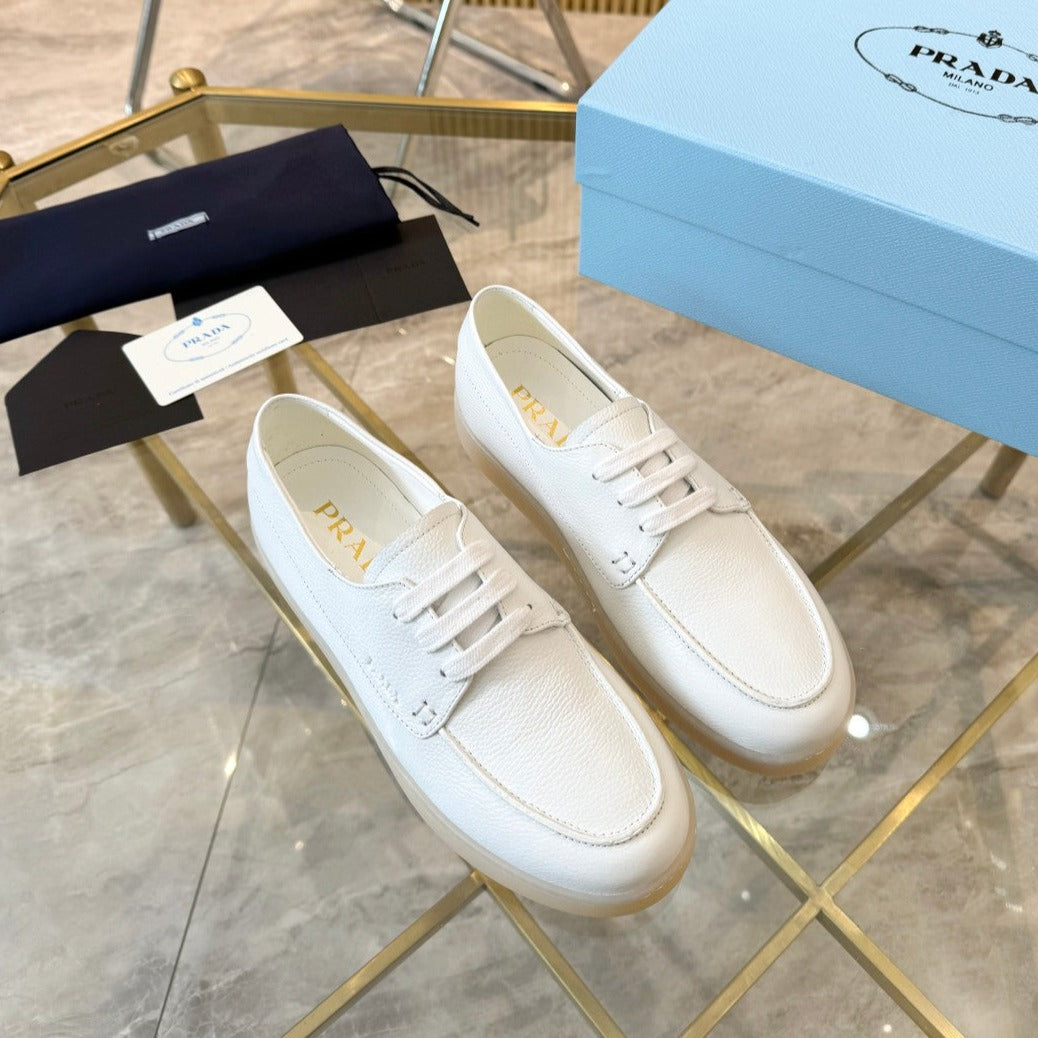 PRA LACE-UP SHOES WHITE CALFSKIN - 35