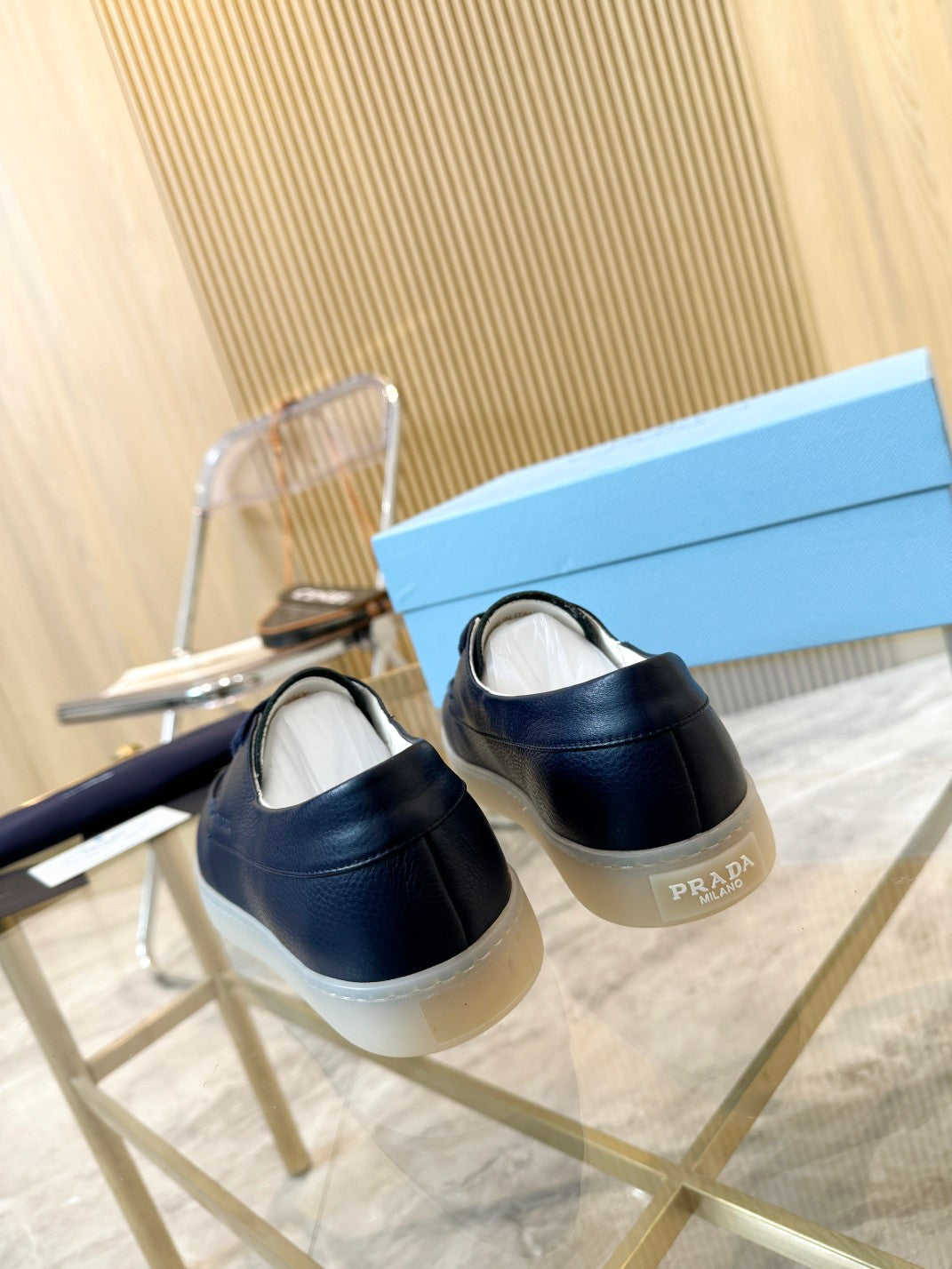 PRA LACE-UP SHOES NAVY BLUE CALFSKIN - 35