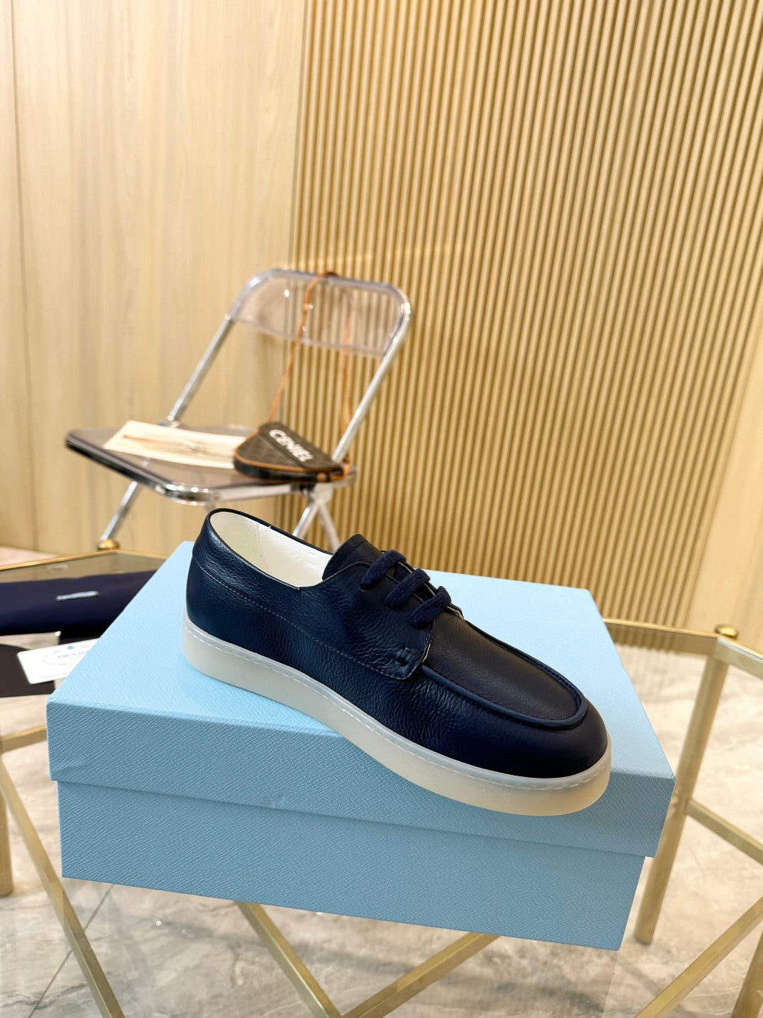 PRA LACE-UP SHOES NAVY BLUE CALFSKIN - 35