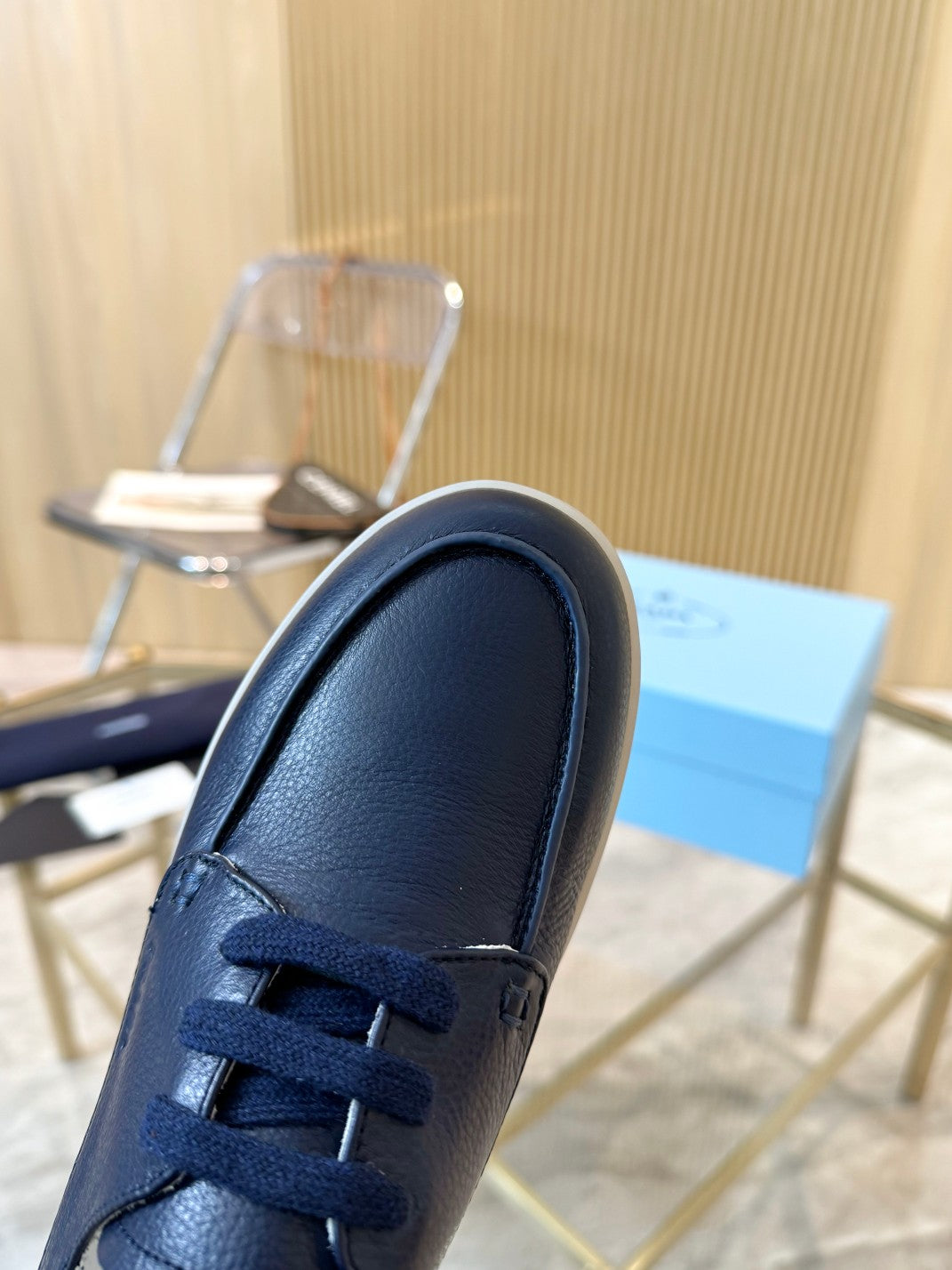 PRA LACE-UP SHOES NAVY BLUE CALFSKIN - 35