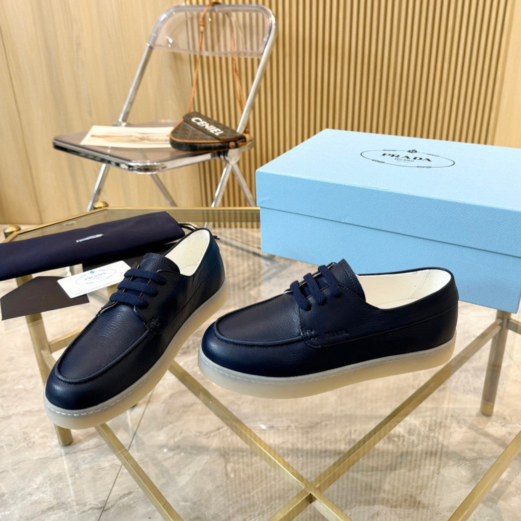 PRA LACE-UP SHOES NAVY BLUE CALFSKIN - 35