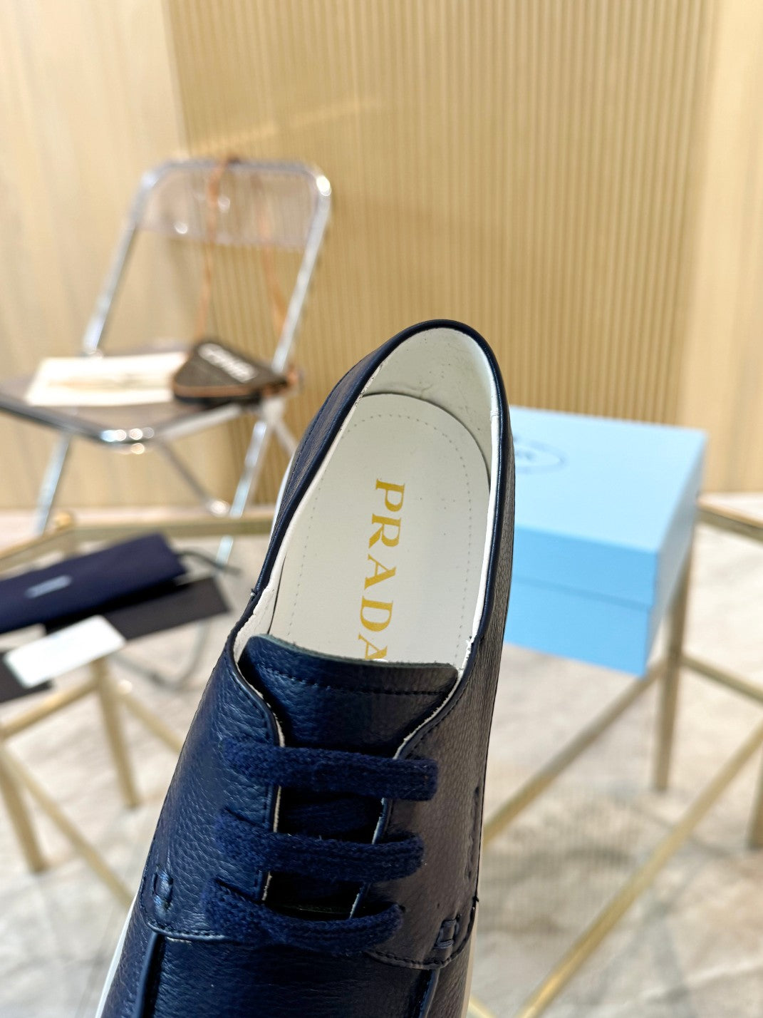 PRA LACE-UP SHOES NAVY BLUE CALFSKIN - 35