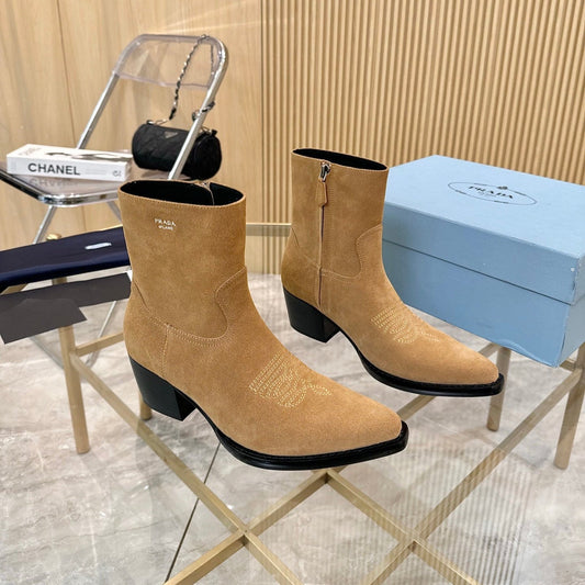 PRA ANKLE BOOTS IN TAN BROWN SUEDE - 35