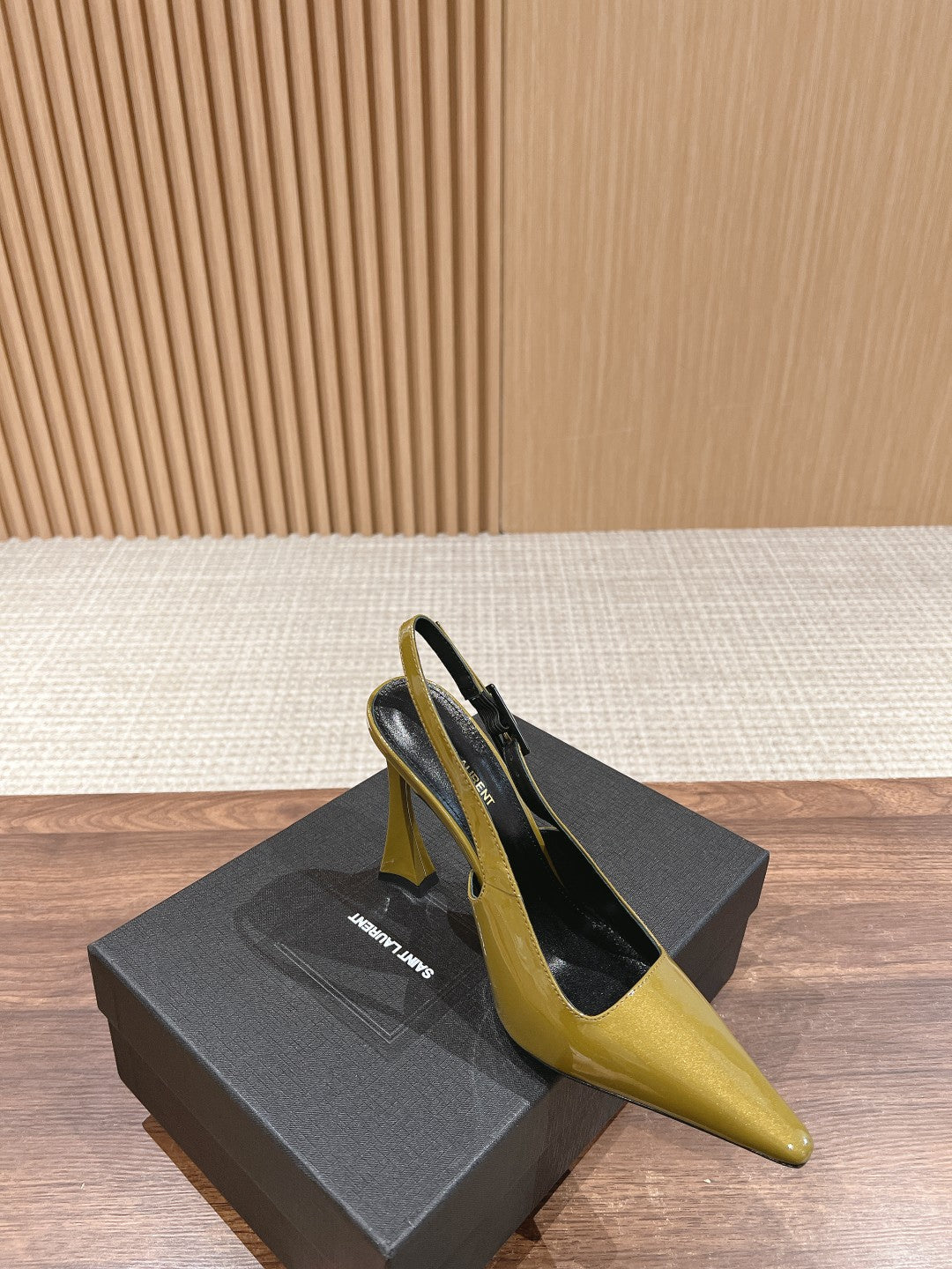 SL DUNE SLINGBACK PUMPS MUSTARD POLISHED CALFSKIN - 35