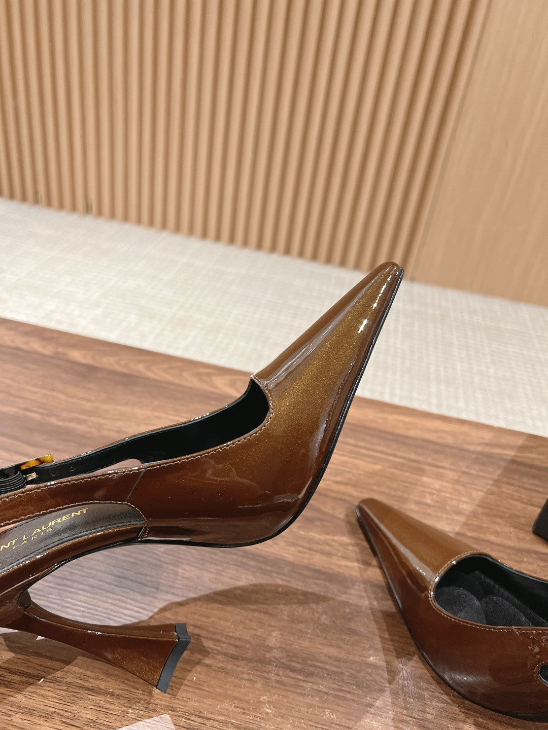 SL DUNE SLINGBACK PUMPS COPPER POLISHED CALFSKIN - 35