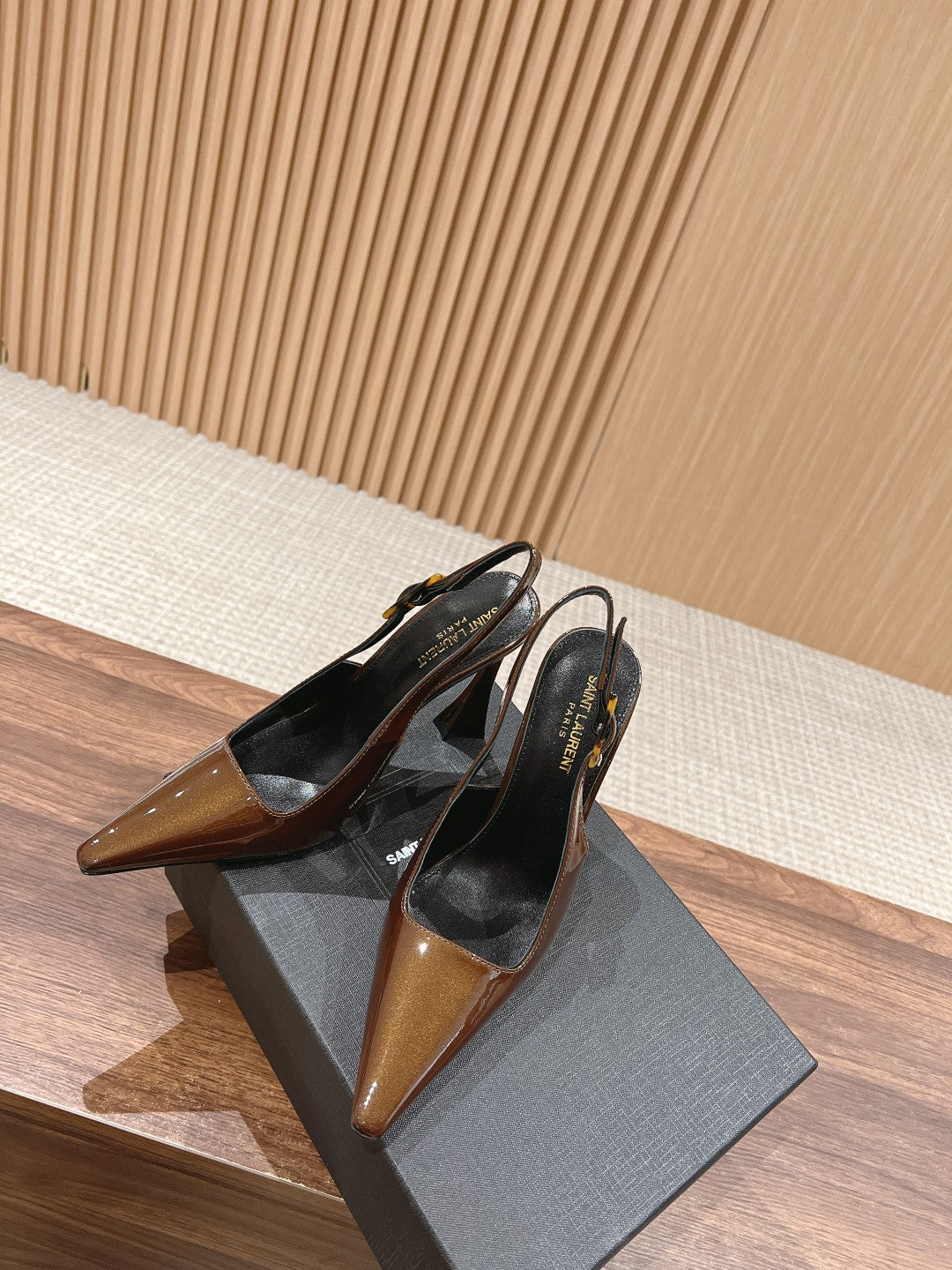 SL DUNE SLINGBACK PUMPS COPPER POLISHED CALFSKIN - 35