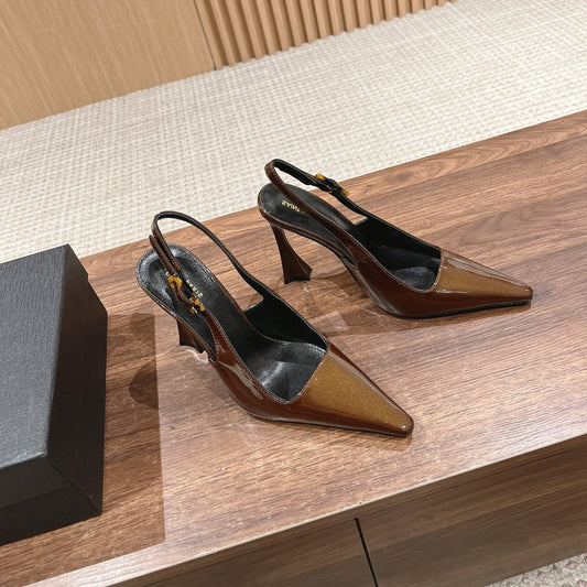 SL DUNE SLINGBACK PUMPS COPPER POLISHED CALFSKIN - 35