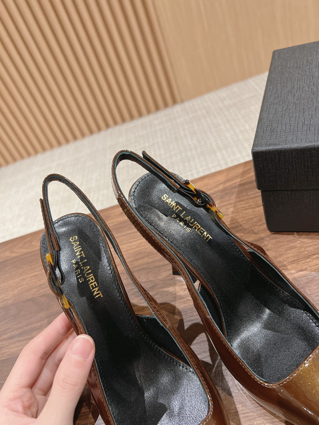 SL DUNE SLINGBACK PUMPS COPPER POLISHED CALFSKIN - 35