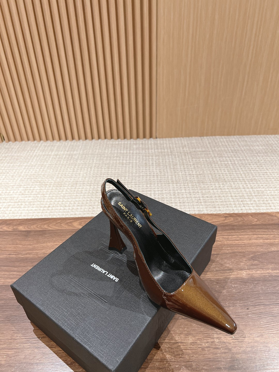 SL DUNE SLINGBACK PUMPS COPPER POLISHED CALFSKIN - 35