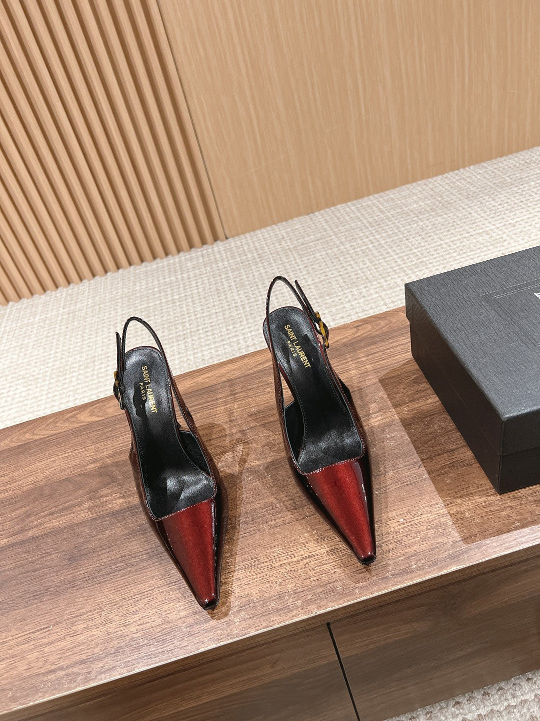 SL DUNE SLINGBACK PUMPS APPLE POLISHED CALFSKIN - 35