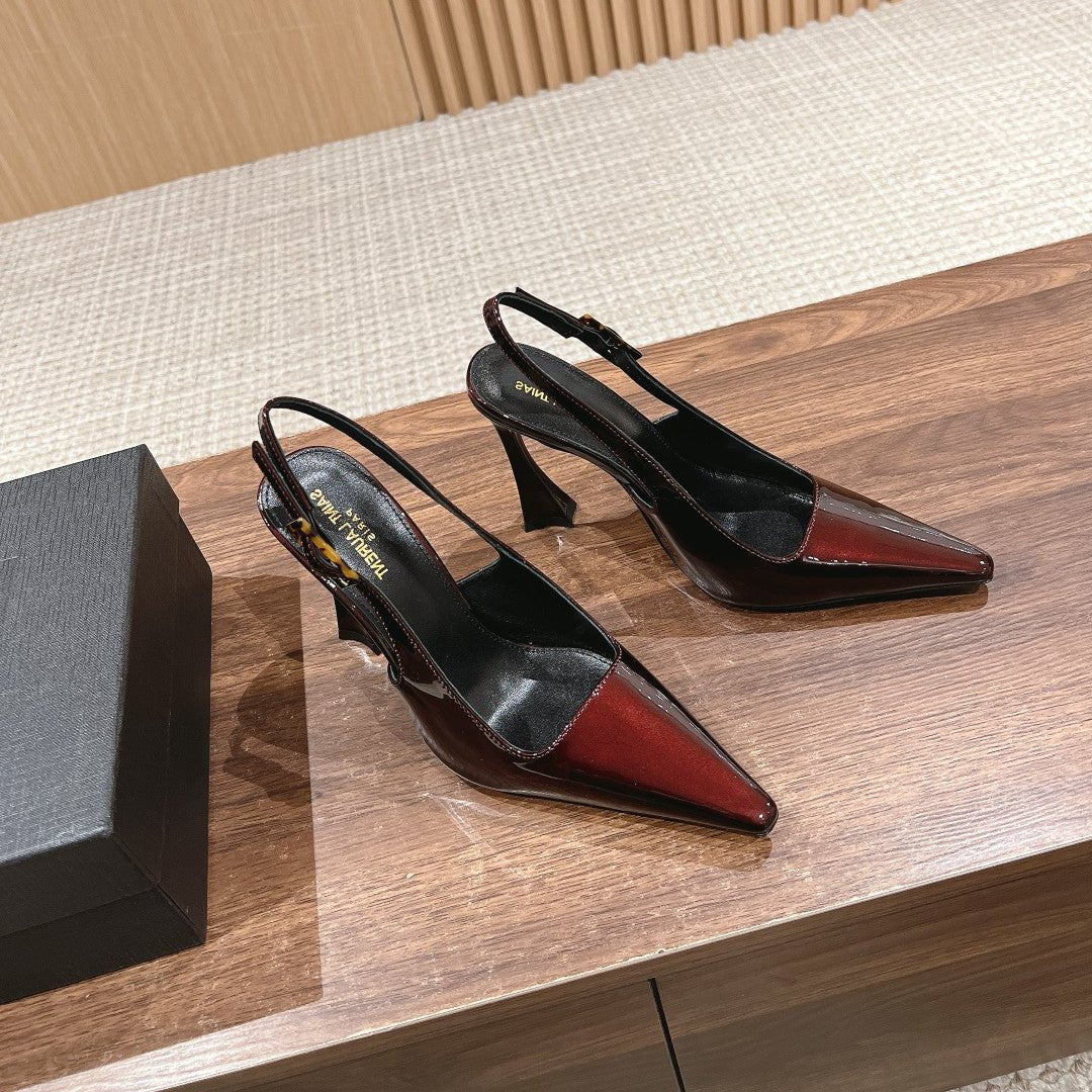 SL DUNE SLINGBACK PUMPS APPLE POLISHED CALFSKIN - 35