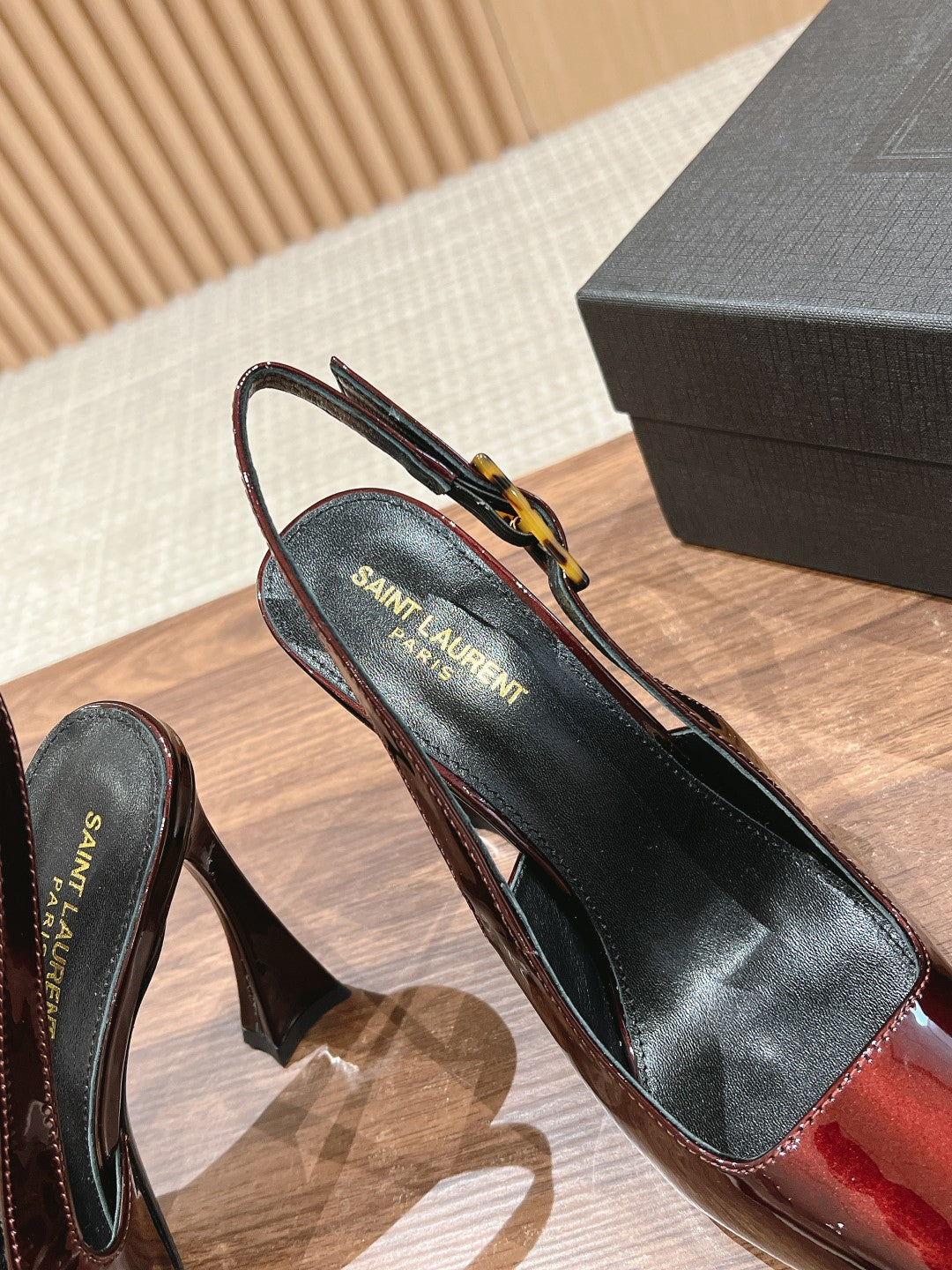 SL DUNE SLINGBACK PUMPS APPLE POLISHED CALFSKIN - 35