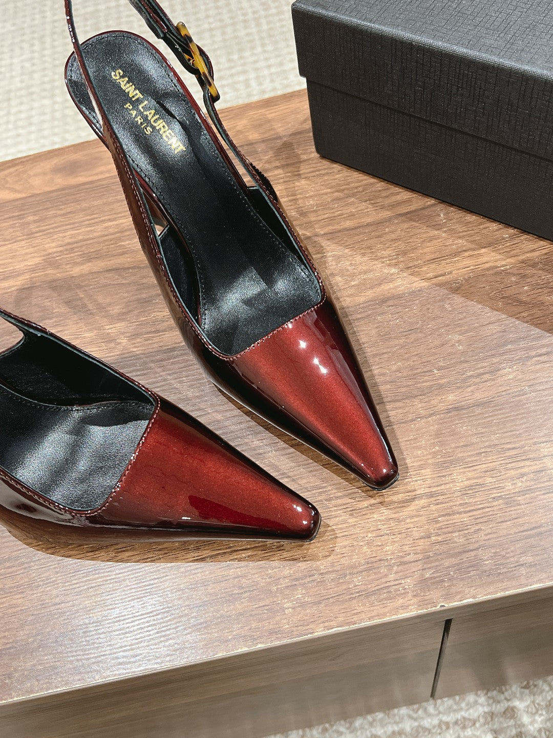 SL DUNE SLINGBACK PUMPS APPLE POLISHED CALFSKIN - 35
