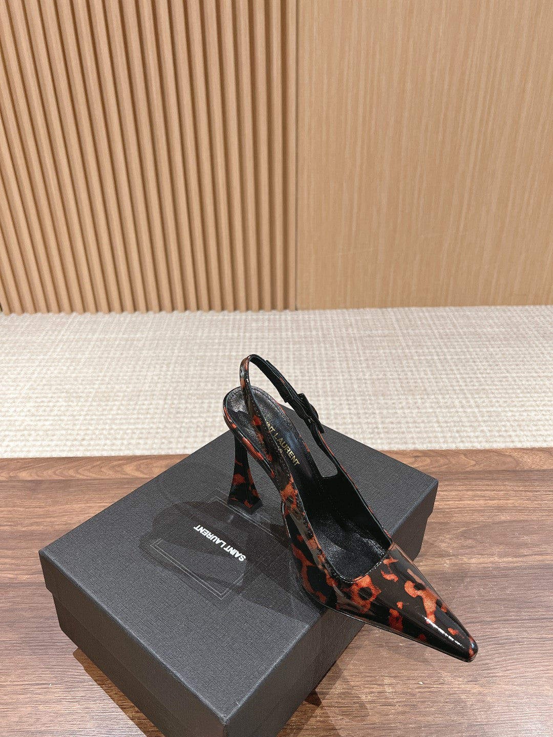SL DUNE SLINGBACK PUMPS LEOPARD POLISHED CALFSKIN - 35