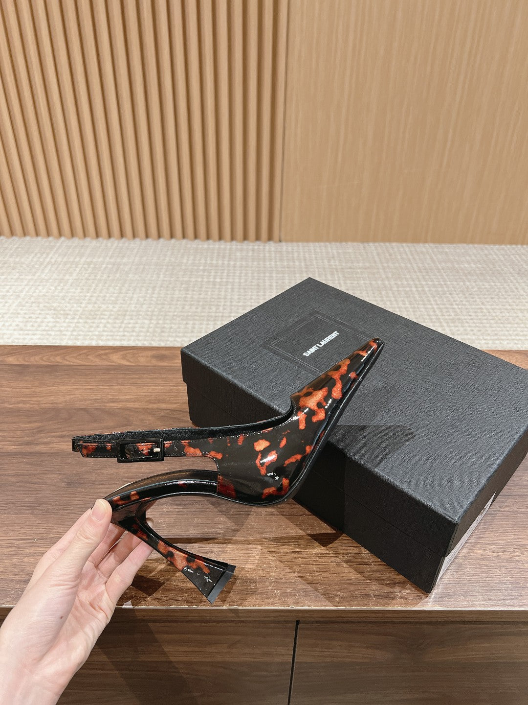 SL DUNE SLINGBACK PUMPS LEOPARD POLISHED CALFSKIN - 35