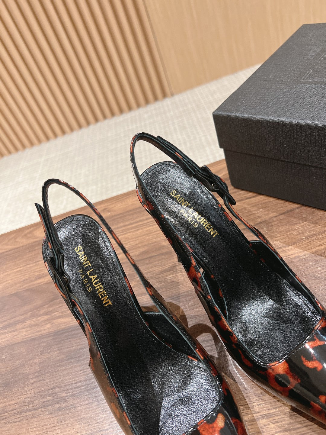 SL DUNE SLINGBACK PUMPS LEOPARD POLISHED CALFSKIN - 35