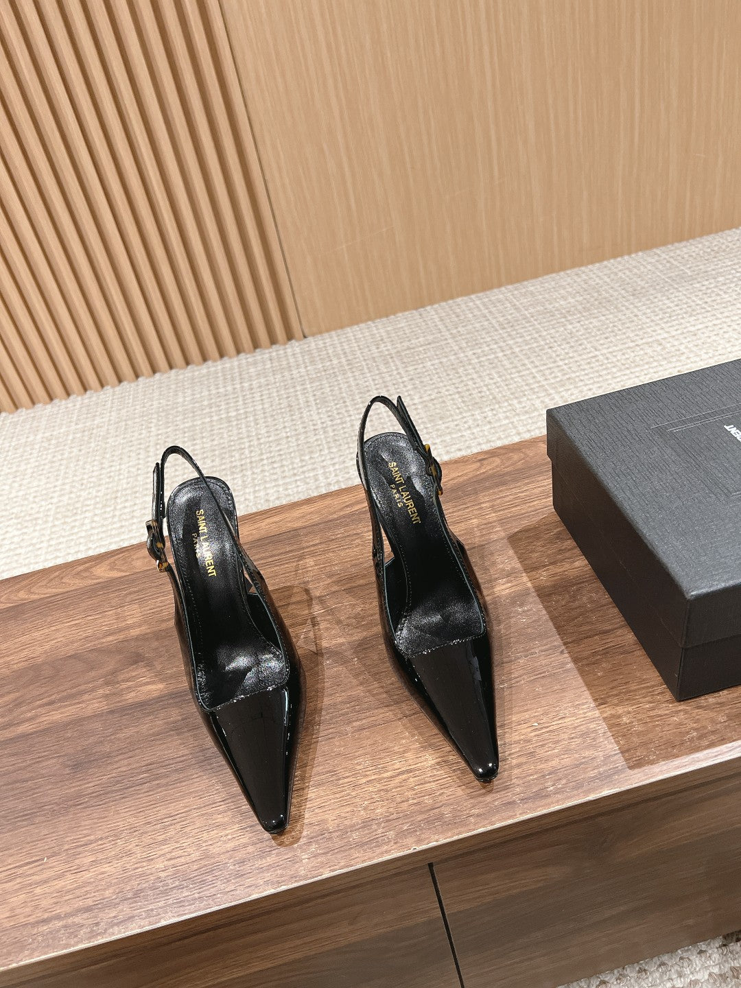 SL DUNE SLINGBACK PUMPS BLACK CALFSKIN - 35
