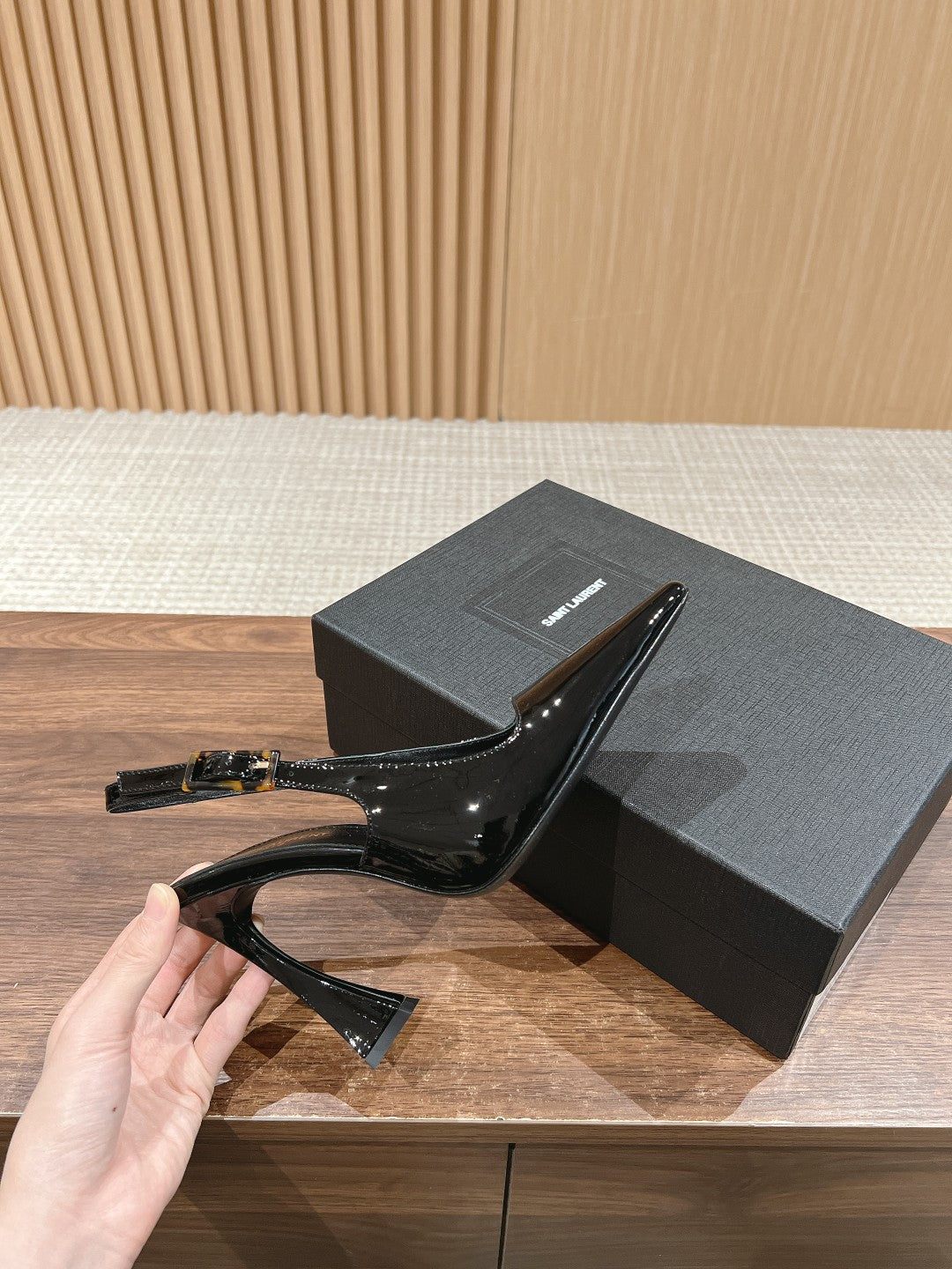 SL DUNE SLINGBACK PUMPS BLACK CALFSKIN - 35