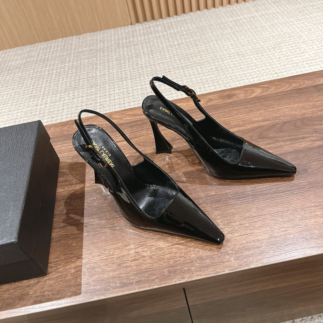SL DUNE SLINGBACK PUMPS BLACK CALFSKIN - 35