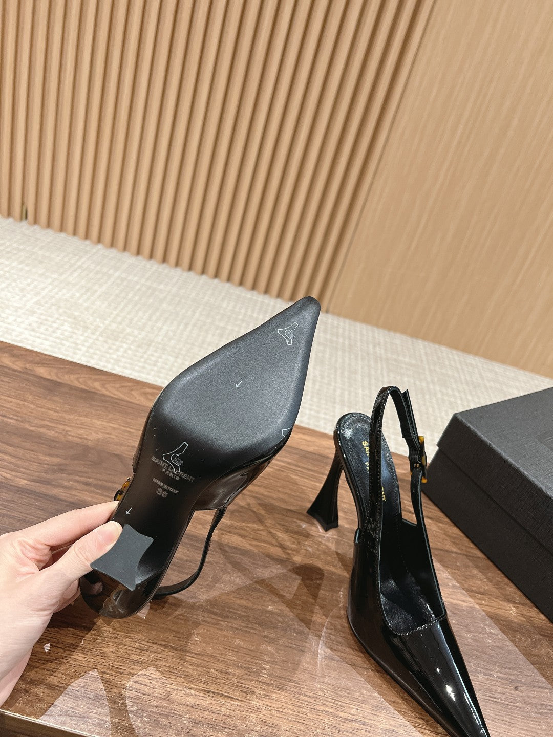 SL DUNE SLINGBACK PUMPS BLACK CALFSKIN - 35