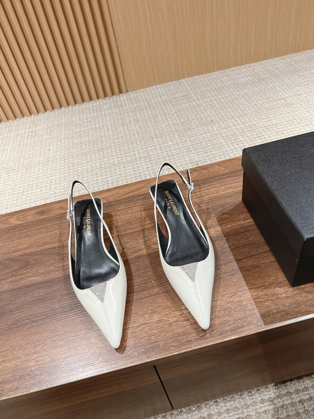 SL CHERISH CRYSTAL SLINGBACK WHITE CALFSKIN - 35