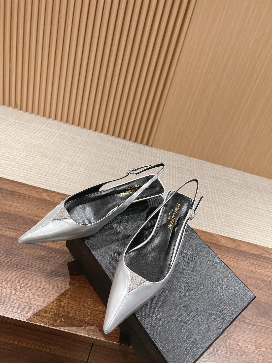 SL CHERISH CRYSTAL SLINGBACK SILVER CALFSKIN - 35