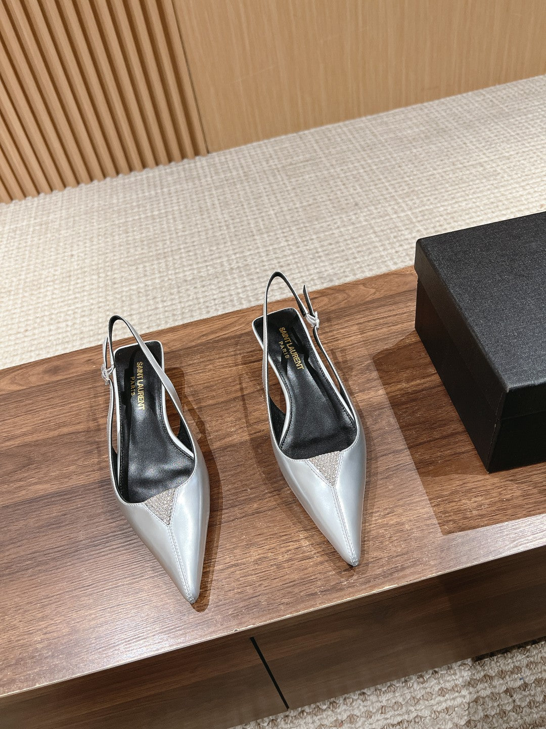 SL CHERISH CRYSTAL SLINGBACK SILVER CALFSKIN - 35