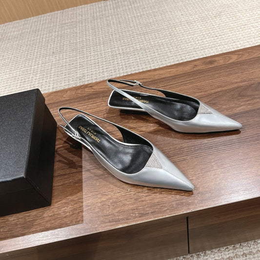 SL CHERISH CRYSTAL SLINGBACK SILVER CALFSKIN - 35