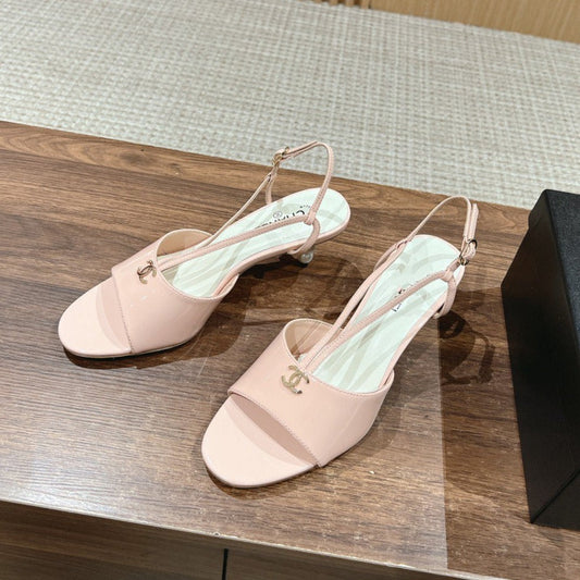 high heel 70 sandals pink white patent calfskin - 35