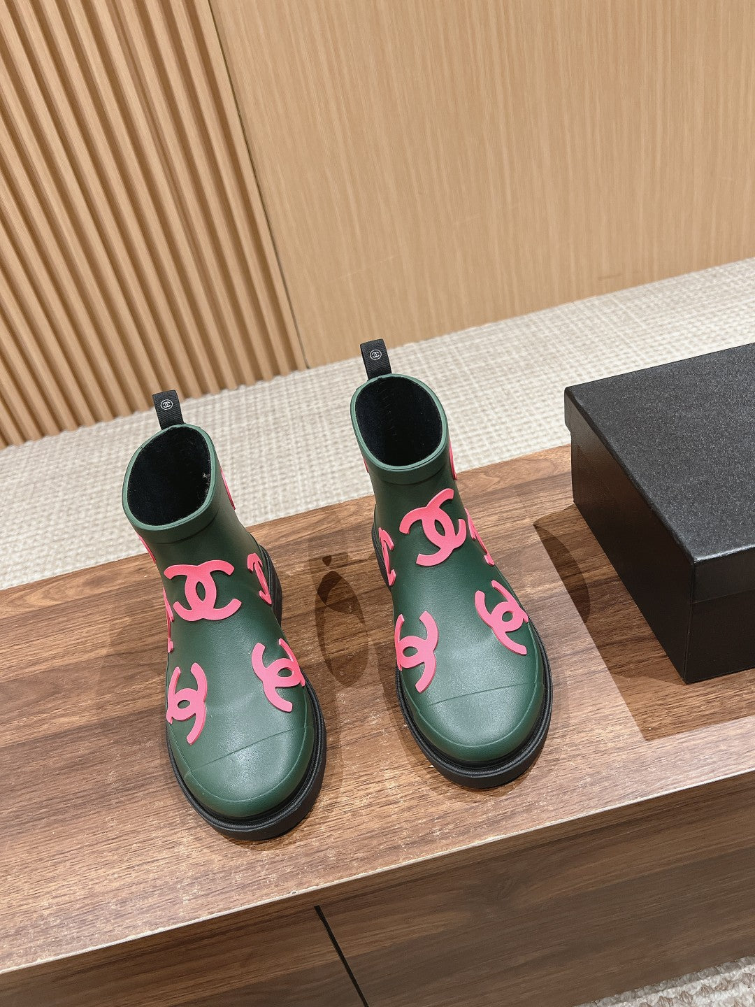 CC RAIN BOOTS GREEN FOREST TPU WITH PINK LOGO - 35
