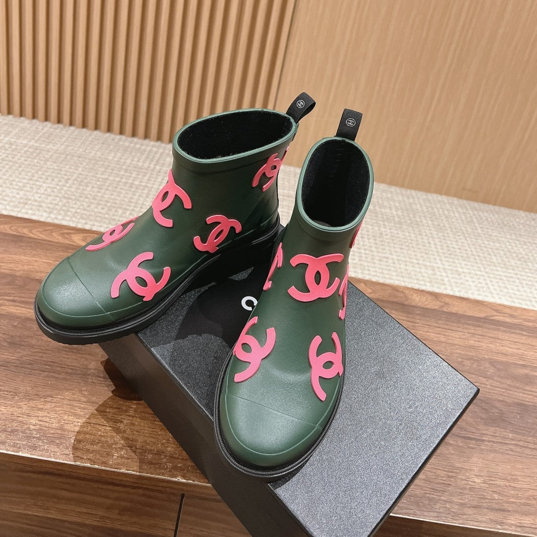 CC RAIN BOOTS GREEN FOREST TPU WITH PINK LOGO - 35