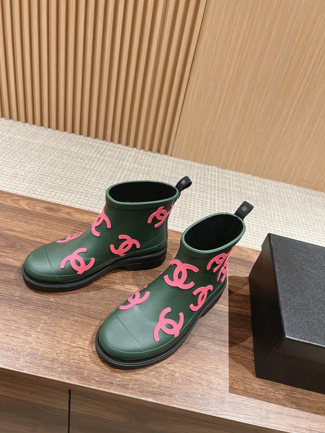 CC RAIN BOOTS GREEN FOREST TPU WITH PINK LOGO - 35