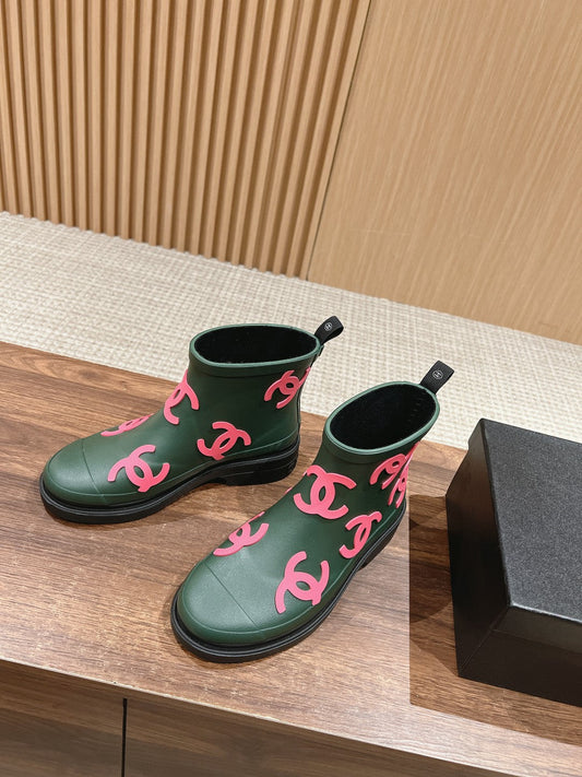 CC RAIN BOOTS GREEN FOREST TPU WITH PINK LOGO - 35