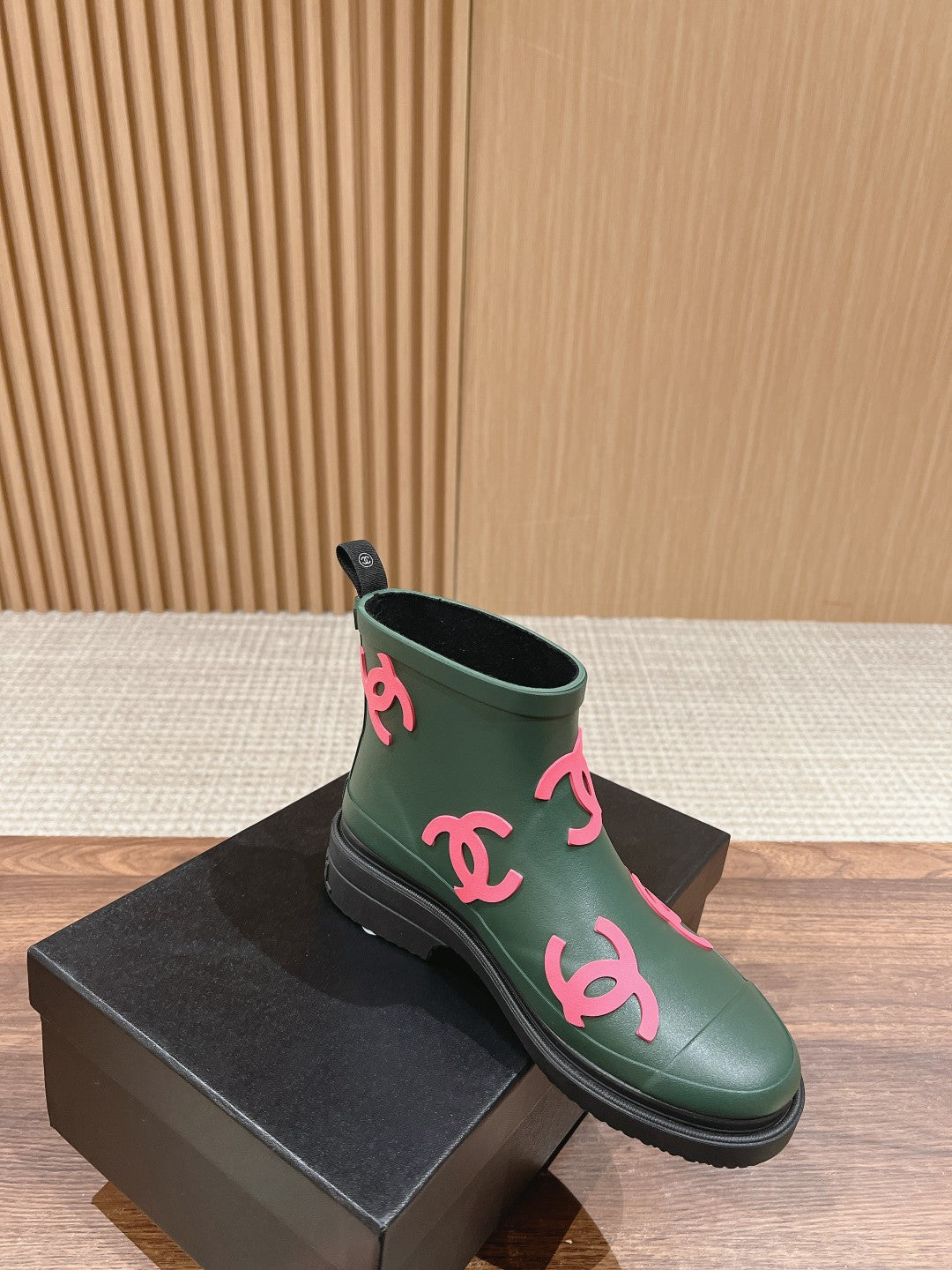 CC RAIN BOOTS GREEN FOREST TPU WITH PINK LOGO - 35