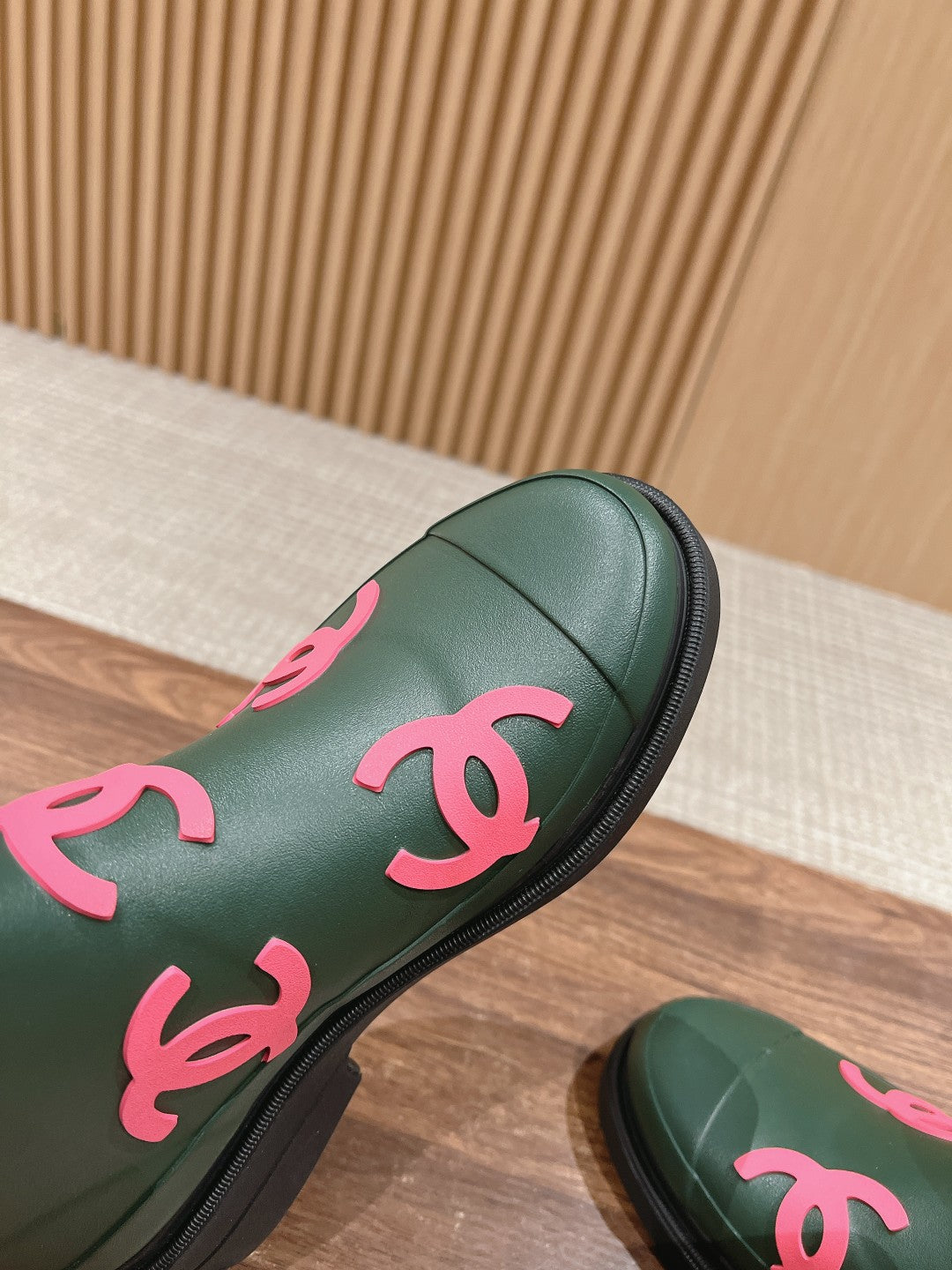 CC RAIN BOOTS GREEN FOREST TPU WITH PINK LOGO - 35