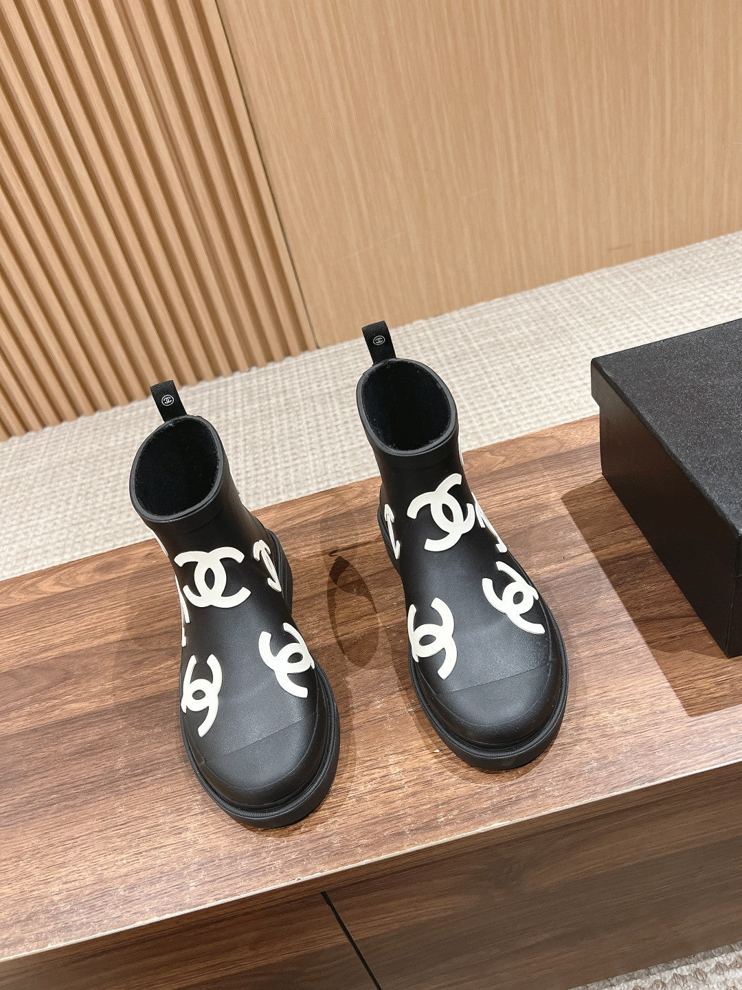 CC RAIN BOOTS BLACK TPU WITH WHITE LOGO - 35