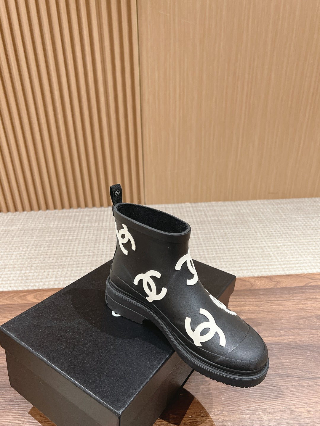 CC RAIN BOOTS BLACK TPU WITH WHITE LOGO - 35