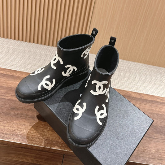 CC RAIN BOOTS BLACK TPU WITH WHITE LOGO - 35