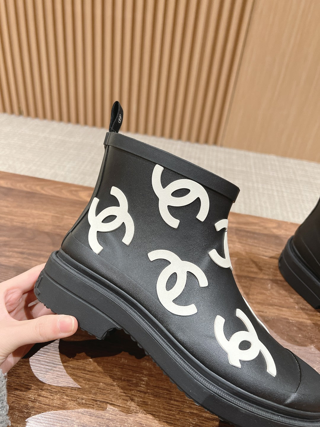 CC RAIN BOOTS BLACK TPU WITH WHITE LOGO - 35