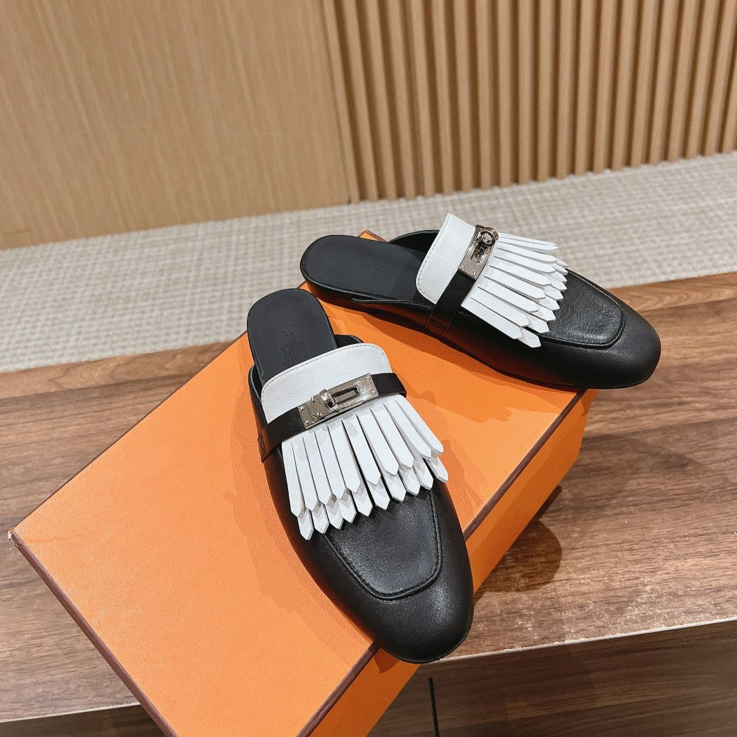 0Z Mule Fringed Black/White - 35
