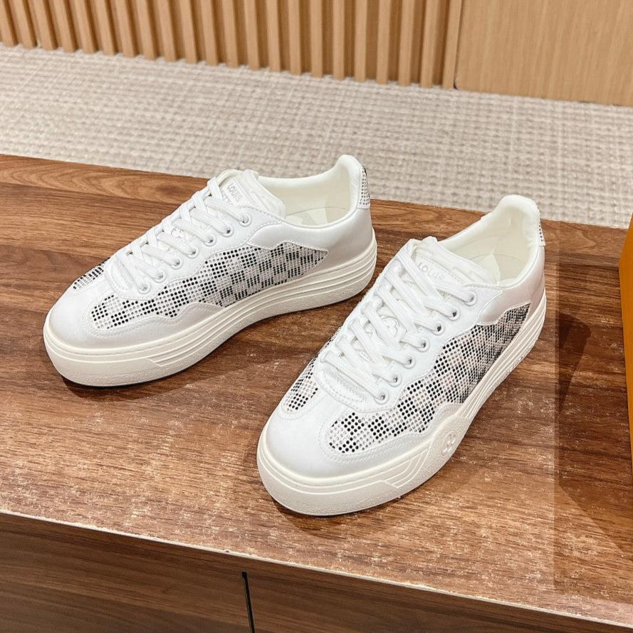 LV GROOVY SNEAKER IN WHITE DAMIER STRASS AND CALFSKIN - 35