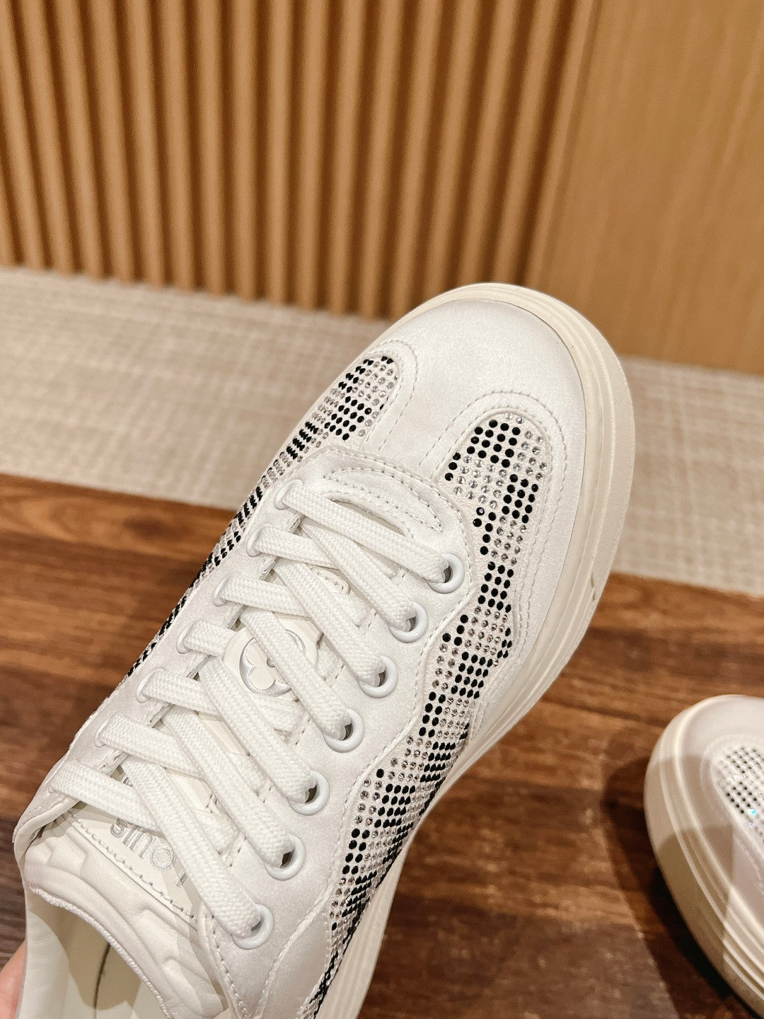 LV GROOVY SNEAKER IN WHITE DAMIER STRASS AND CALFSKIN - 35