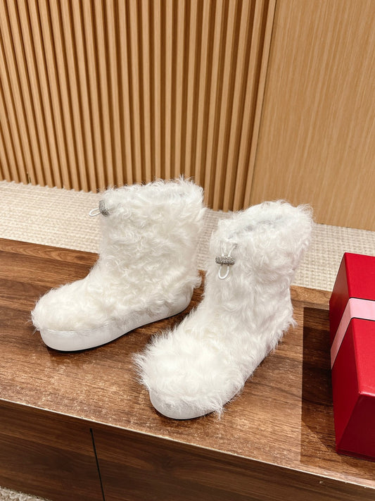 VIV' RANGERS SHEARLING ANKLE BOOT IN WHITE SHEEPSKIN - 35