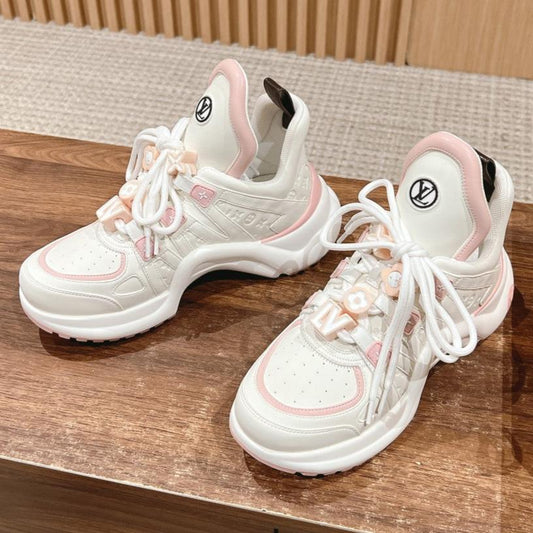 LV ARCHLIGHT SNEAKER IN WHITE MIX LIGHT PINK EMBOSSED CALFSKIN - 35