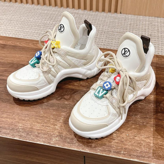 LV ARCHLIGHT SNEAKER IN BLANC BEIGE EMBOSSED CALFSKIN - 35