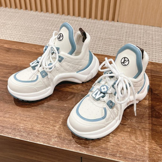 LV ARCHLIGHT SNEAKER IN WHITE MIX SKY BLUE EMBOSSED CALFSKIN - 35